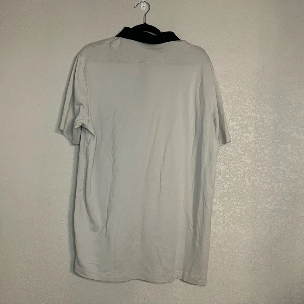 Theory Shirt Men Collared Short Sleeves Gray/Navy Size XL Pima Cotton Blend - Picture 2 of 5